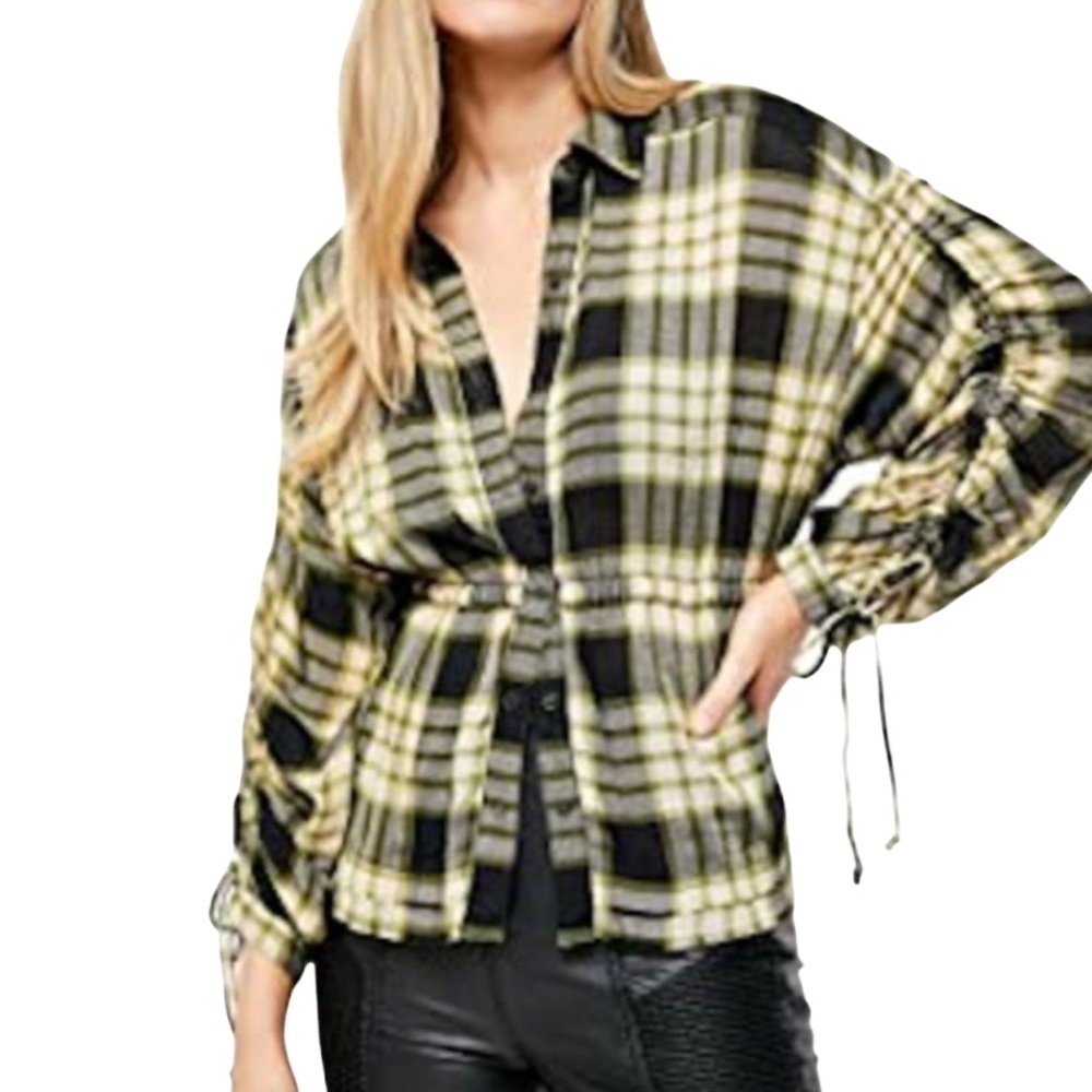 Free‎ People Pacific Plaid Wool Blend Shirt Size Small Women - Picture 3 of 16